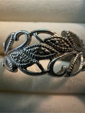 RJ Graziano Leaf Scroll Filigree 3 Genuine Diamond Sterling Boho Band Ring